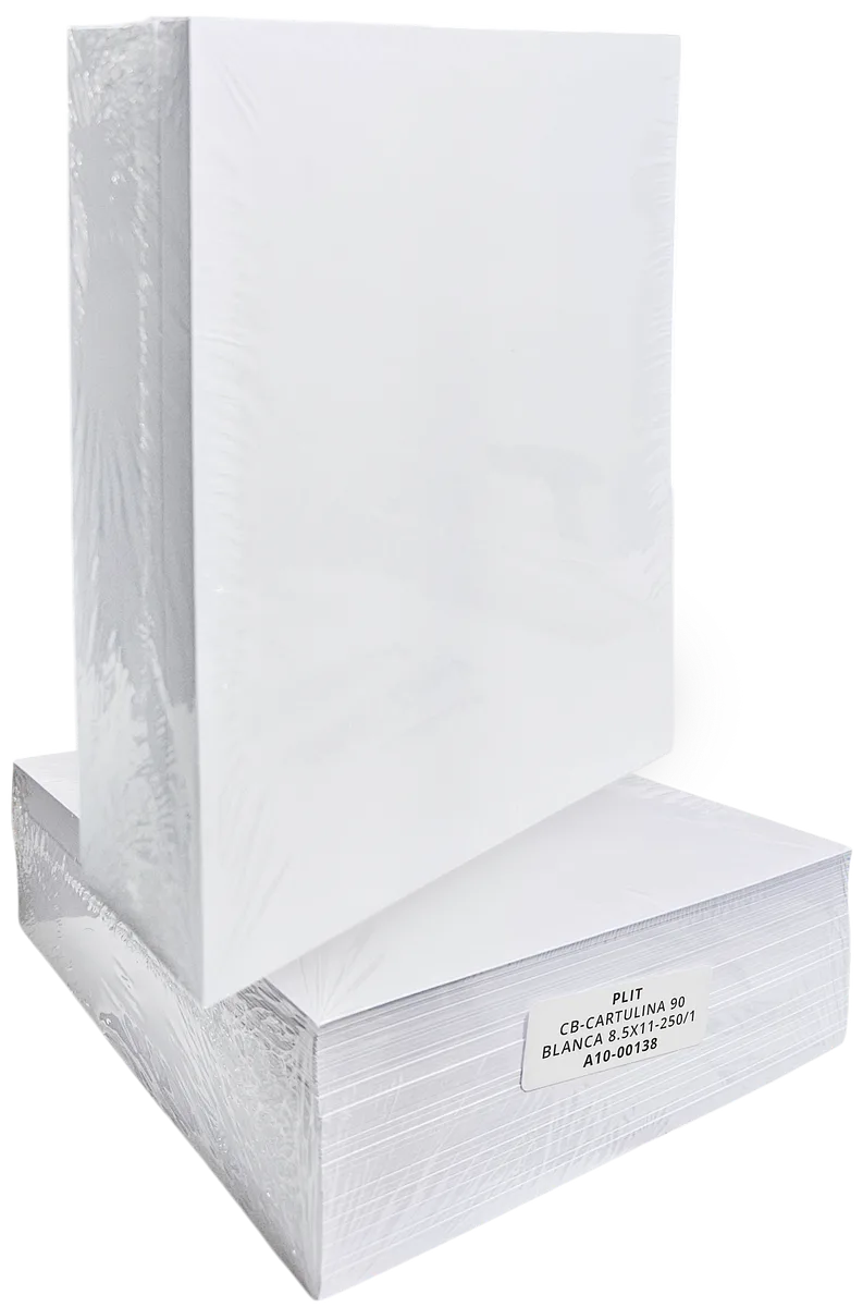 Resma de Cartulina Blanca 8.5x11 de 90 gramos, 250 Hojas